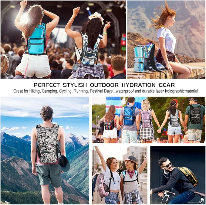 Hydration Backpack Pack, Water Backpack 20L Included 2L Hydration Bladder, Festival Essential - Rave Hydration Pack Hydropack for Hiking, Running, Biking, Festival Gear