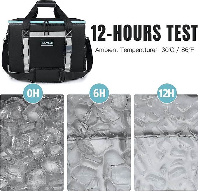 INSMEER Insulated Cooler Bag 65Cans/32 Cans Large Cooler Bag Soft Sided Cooler with Shoulder Strap, Collapsible Leakproof Portable Coolers for Camping/Beach/Food Delivery/Shopping/Outdoor/Picnic