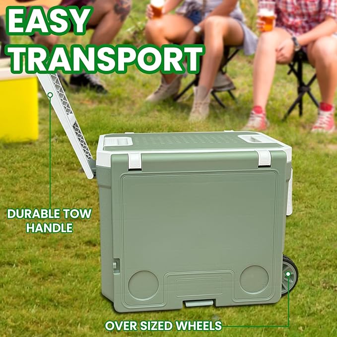 34-127 Quart Insulated Portable Cooler with Heavy Duty Wheels Keeps Ice for up to 5 Days, Great for Drink, Beach, Camping, Tailgating, Sports, & More