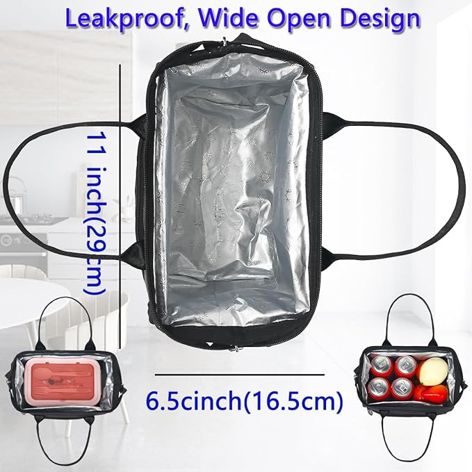 FlowFly Insulated Lunch Bag for Women, Men, Large and Reusable, Handle, Work and Travel Tote and Meal Prep Organizer, Dot