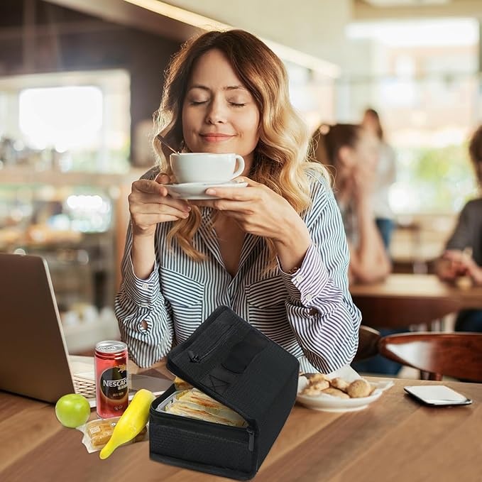 Aosbos Small Lunch Bag Insulated Lunch Box for Men Women Compact Lunch Bags Mini Food Storage Bag Flat Cooler Bag Thin Lunchbox Reusable Sandwich Bags Portable Snack Bag