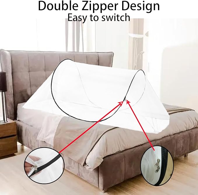 CMINGJ Large Pop Up Mosquito Tent, Portable Foldable Mosquito Net for Bed Camping Travel Patio，Mosquito Net for Adults Baby (78 * 39 * 27inch) (Black Adjustable Size)