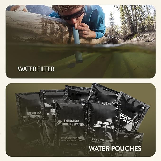 72-Hour Survival Kit | 45L Bug Out Bag | Survival Gear with First Aid, Water Filter, Food, Tools | Camping, Hiking, Outdoor Preparedness Equipment