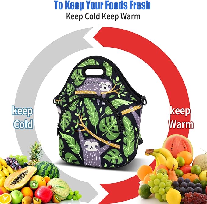 Violet Mist Neoprene Lunch Bag Tote Reusable Insulated Lunch Box with Adjustable Shoulder Strap&Pocket for Women,Men,Adults