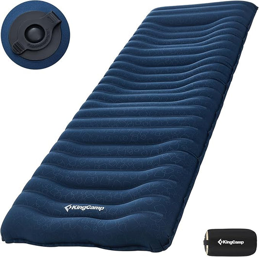 KingCamp Self Inflating Sleeping Pad for Camping with Built-in Pillow, Ultralight Sleeping Pad Camping Mat Durable for Camping Backpacking Hiking Single Double, 4 Size