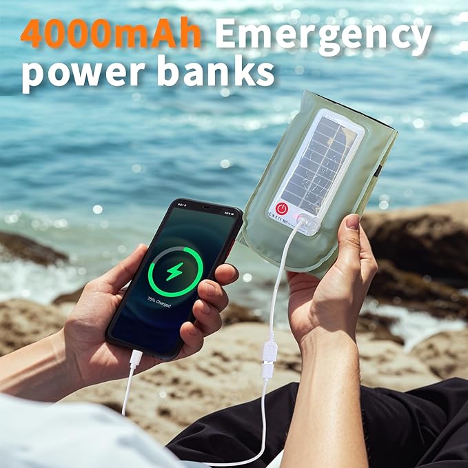 Inflatable Solar Camping Lantern,USB Rechargeable,4 Lighting Modes,IP66 Waterproof,Portable and Lightweight Tent Light