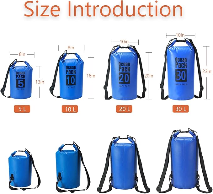 YDYJKI Floating Waterproof Dry Bag for Travel 5L/10L/20L/30L, Roll Top Sack Keeps Gear Dry for Kayaking, Rafting, Boating, Swimming, Camping, Hiking, Beach, Fishing (Sapphire Blue, 5L)