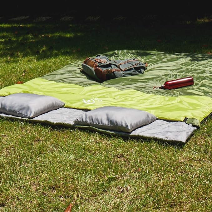 oaskys Double Sleeping Bag for Adults with 2 Pillows - Queen Size XL Waterproof Sleeping Bag for All Season Camping Hiking Backpacking 2 Person Sleeping Bags for Cold Weather & Warm