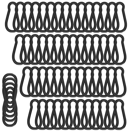 100PCS Black Carabiner Clip, M5 2Inch Spring Snap Hook Quick Link Small Carabiner Clips, 3/16'' Spring Carabiner Link Buckle for Fishing Camping Hammock Dog Leashes-220LBS Holding Capacity.