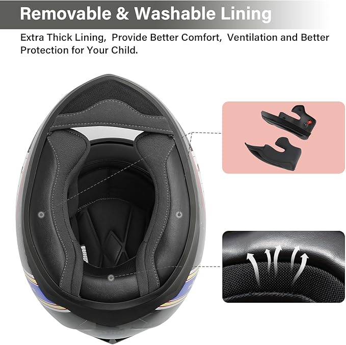 TCT-MOTORPARTS DOT Youth Kids Helmet Motocross ATV Full Face Helmets for Offroad Street Dirt Bike Go-Kart BMX MX Gray Shark Mouth Small