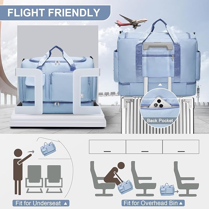 Small Gym Bag for Women, Travel Duffle Bag Carry On Weekender Bag with Shoe Compartment