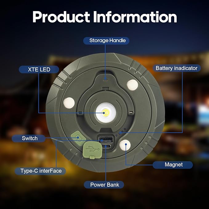 DGE Camping String Lights, 8 Lighting Modes 2-in-1 Outdoor String Lights with RGB and Warm White Light (32.8ft), Quick Storage, Waterproof, Type-C Charging for Camping, Holiday