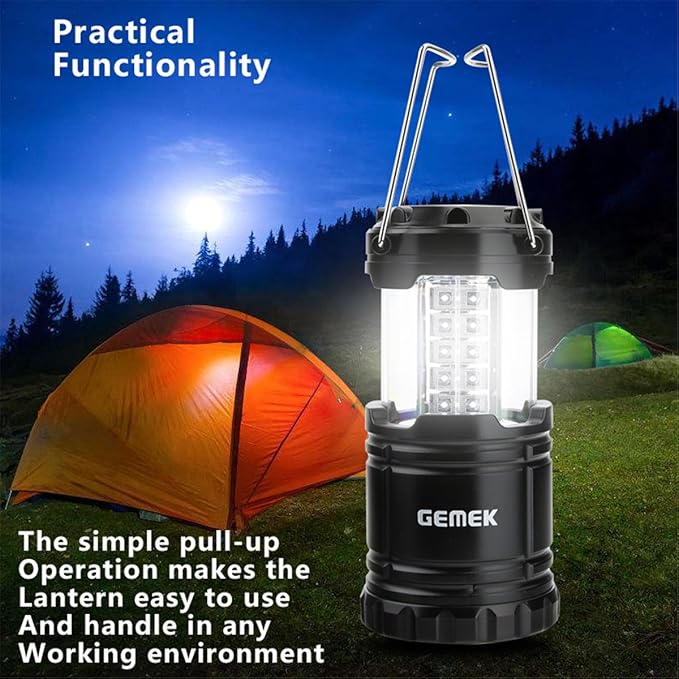 GEMEK Lantern Camping Essentials Lights, Tent Lights for Emergency, Survival Gear and Supplies for Hurricane, Led Flashlight for Power Outages, Battery Operated Lamp