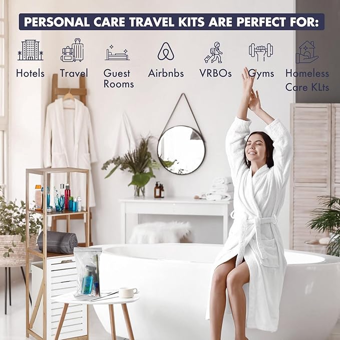 Hygiene Kit Bundle Bulk, Travel Size Personal Care Toiletries for Hotel, Home, Camping, Travel, Charity - Individually Wrapped Toiletries Amenities (15 Pack)