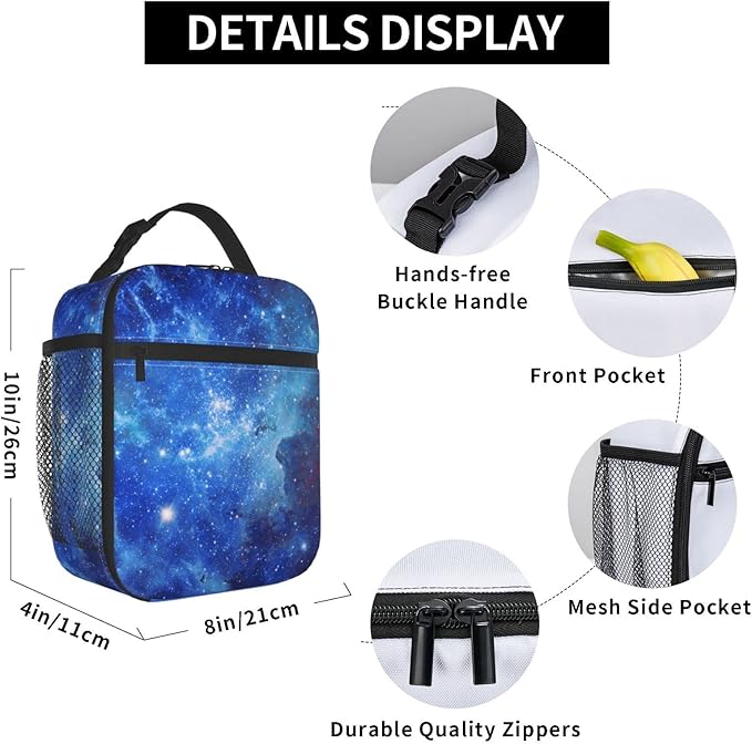 Galaxy Lunch Box Reusable Insulated Totes Lunch Bag Thermal Cooler For Boy Girls School Men Women Travel Beach Picnic
