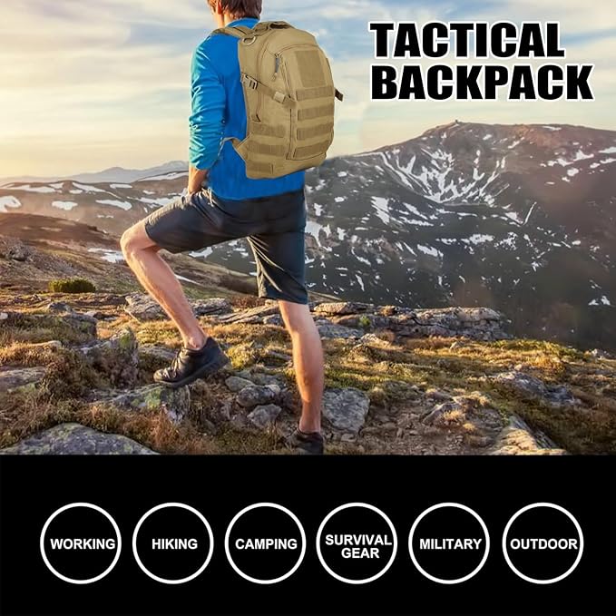 Small Tactical Backpack Military Daypack 12L Molle Bag Rucksack Army Daypack for Outdoor,Hiking,Camping,Travel (Tan)