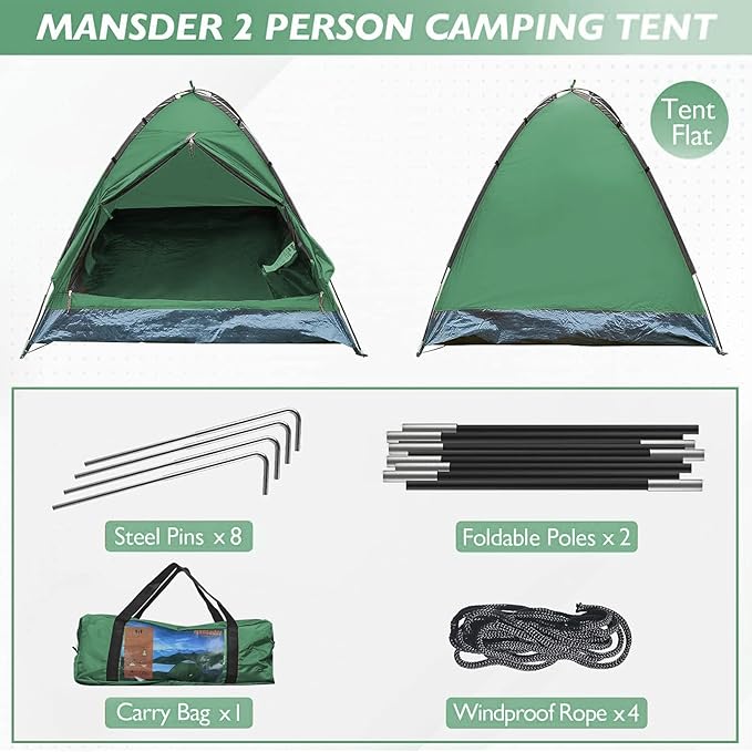 2 Person Camping Dome Tent,Waterproof Lightweight Portable Tents for Outdoor Camping Hiking Travel