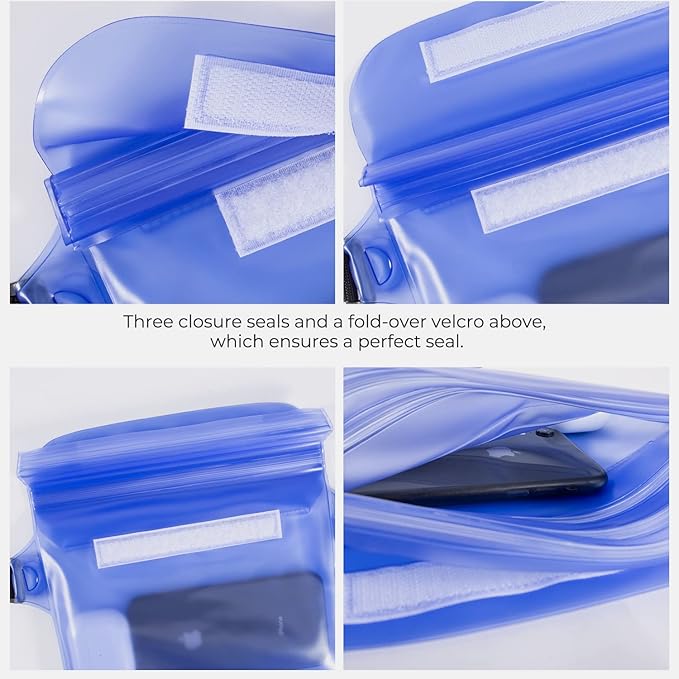 ECHTPower 2-Pack Waterproof Pouch Bag, Waterproof Fanny Pack, Waterproof Dry Bag with Adjustable Waist Strap for Beach Swimming Kayaking Floating Boating