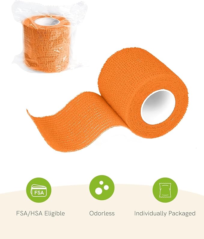 FriCARE Self Adhesive Bandage Wrap, Medical Tape in First Aid Kit, Cohesive Bandages for Wounds Sport Vet, FSA/HSA Eligible, 2 Inches X 5 Yards 6 Rolls, Sporty
