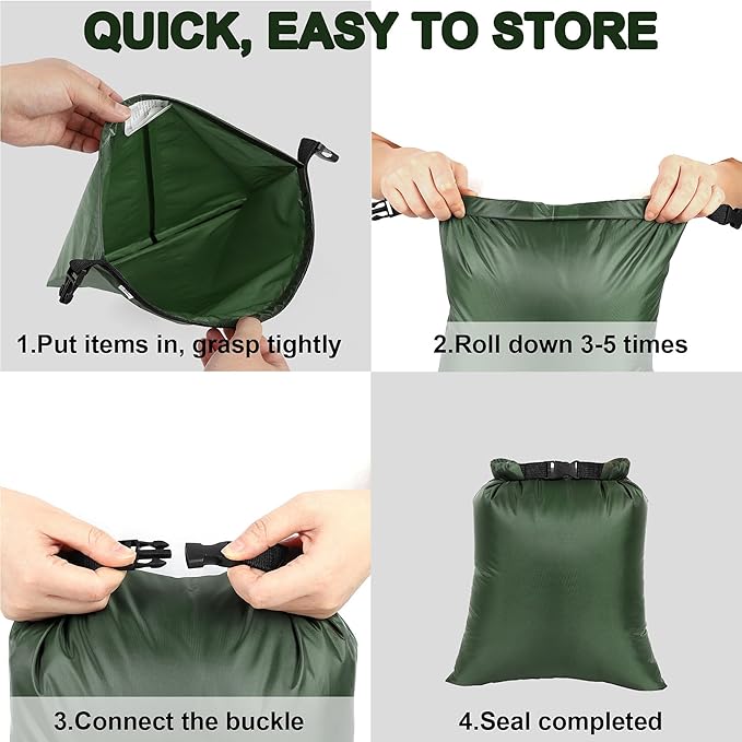 Dry Bags Waterproof Set, 5 Packs Ultralight Waterproof Bags Small Stuff Sack Water Proof Bag Dry Packs, Outdoor Dry Bag Keep Gear Dry for Backpacking Hiking Boating Camping Travel (5 Pack - Black)