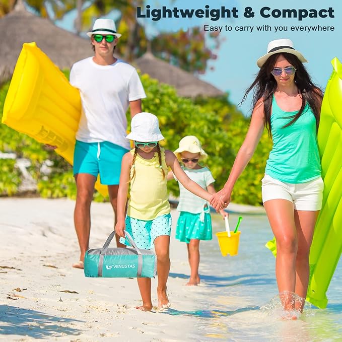 Venustas Beach Tent Sun Shelter for 3-10 Person, UPF 50+ UV Protection Canopy, Lightweight and Easy Setup Cabana, Portable Beach Shade