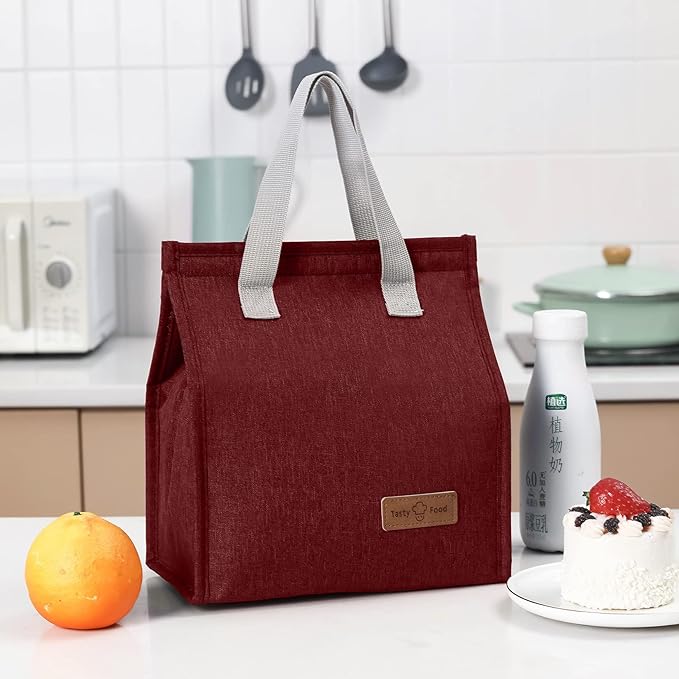 Lunch Bag Insulated, Lunch Box Bag, Reusable Lunch Tote Bag, Lunch Box Container Bag Insulated for Women, Men, Work, Office, Travel (2, red)