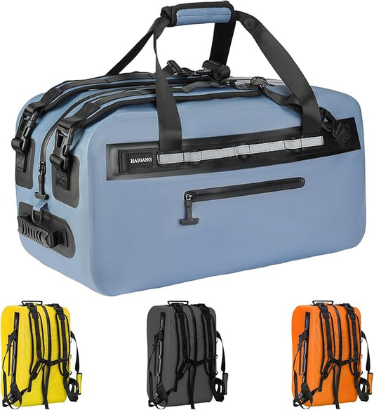 50L Waterproof Dry Duffle Bag Dry Backpack 840D TPU Heavy Duty Dry Bag,Rubber Airtight Zipper, for Kayaking,Boating,Motorcycling,Camping,Rafting,Surfing, Swimming,Fishing,Beach Vacation,Blue