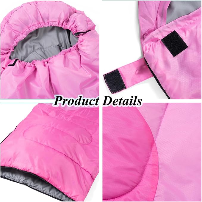 Sleeping Bag - 3 Seasons for Adults Kids Boys Girls Camping Hiking - Warm Cold Weather Lightweight Portable with Compression Bag for Backpacking in Spring, Summer, Fall and Winter