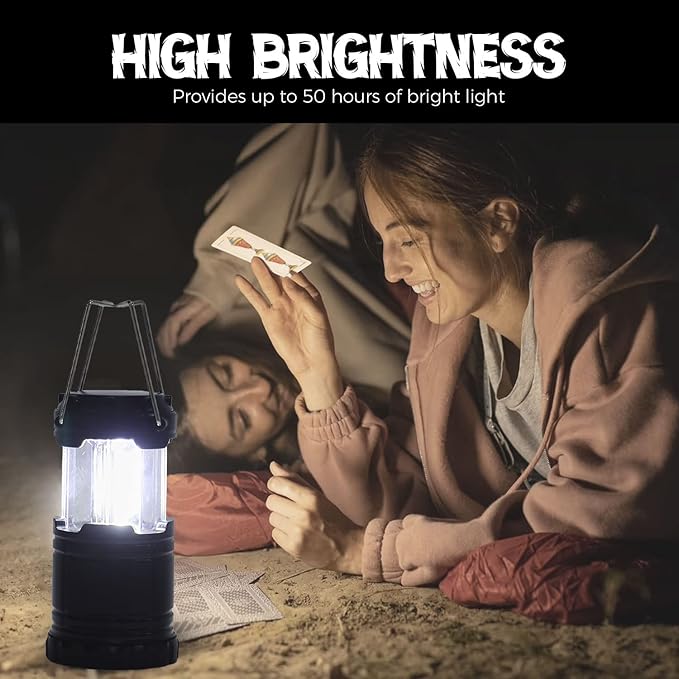Battery Powered Camping Lantern ( 2 Pack )- Portable COB Hanging Lamp Lights | Waterproof Collapsible Lantern Flashlight for Tent Lights, Power Outages, Hurricane Emergency, Hiking