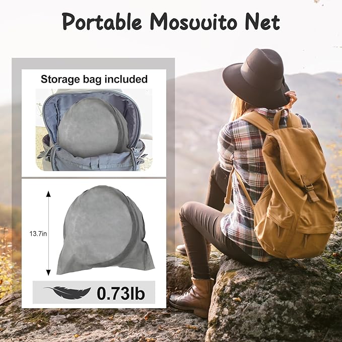 Pop Up Mosquito Net for Bed, Adjustable Anti Mosquito Bed Canopy, Fly Net Tent for Single, Indoor & Outdoor(78 * 56 * 31 inch)