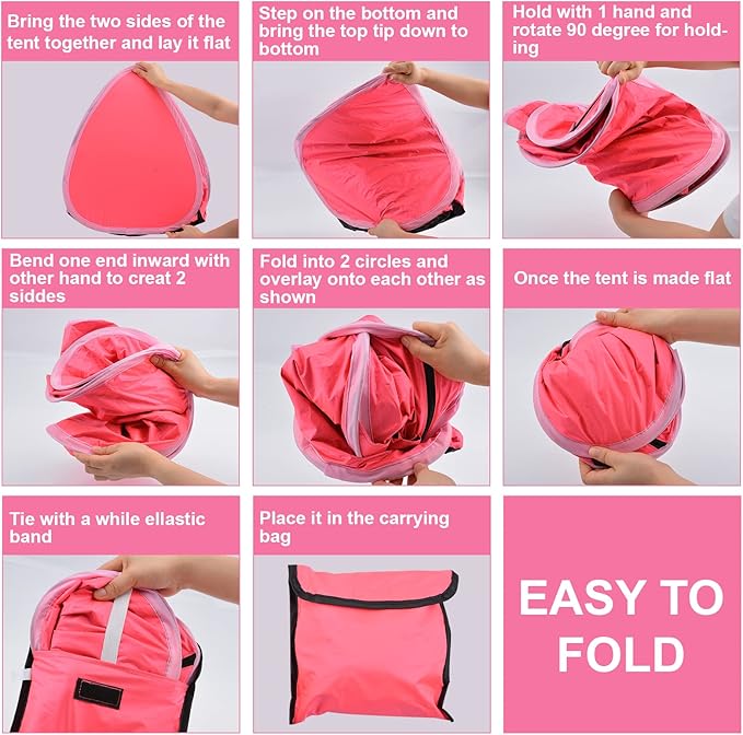 Pop Up Beach Sun Shade, 1-Pack Mini Sun Shelter Tent for Anti-UV Windproof Camping Picnic Fishing Bench, Rose Red-Painted Silver, L