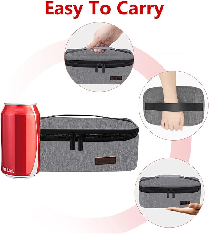 Gloppie Small Lunch Bag, Mini Lunch Box for Adults & Kids - CPC Certified, Food-Grade Lining | Portable Cooler for Work, School, Travel, (Grey)