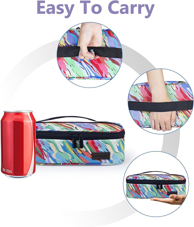 Gloppie Small Lunch Bag Insulated Lunch Box Mini Lunchbox Portable Lunch Cooler Bag Adult Lunch Pail Petty Food Containers Reusable Snack Bag, Camouflage Watercolor