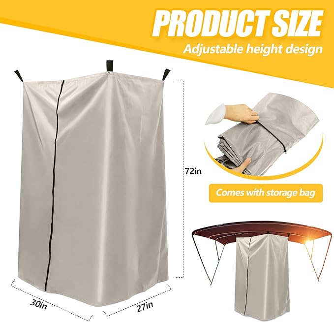 Boats Privacy Curtain Changing Room with Bag Portable Privacy Tent Easy Up Pontoon Enclosure Partition for Pontoons Boat Hanging Tent 27" W x 30" D x 72" H(Beige)