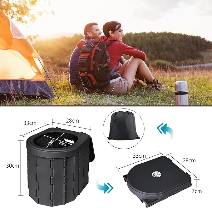 Portable Outdoor Camping Toilet Kit for Adults,Pop Up Privacy Tent, Camping Folding Toilet, 30 Toilet Bags, Washable Foldable for Travel, RV, Car, Beach, Hiking