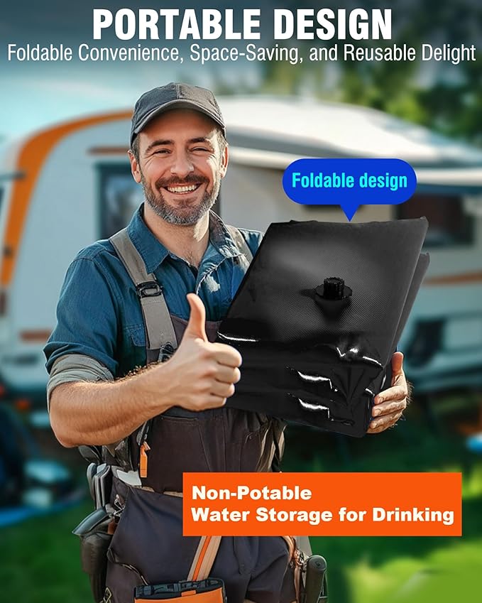 PYY Portable 105 Gallon Water Bladder - Truck Bed,Carrier Cart Large Water Bob Bathtub Emergency Water Bladders for Outdoor RV & Car Camping,Water Bladder Tank with Spigot,Overflow Kit-Black 400L