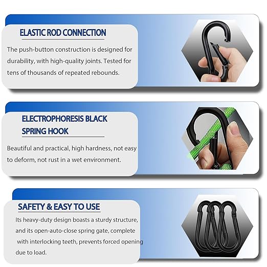40PCS M5 Black Carabiner Clip, 3/16Inch Snap Hook Quick Link Small Clips, 2'' Spring Carabiner Link Buckle for Fishing Camping Hammock Dog Leashes-220LBS Holding Capacity