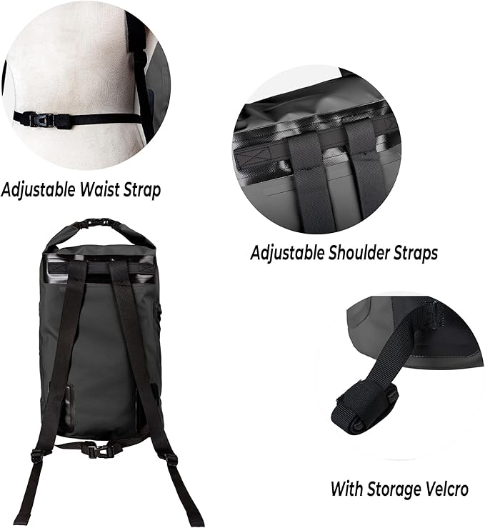 Waterproof Floating Dry Bag for Men Women - 25L Waterproof Backpack with Side Pockets - Roll Top Sack Keeps Gear Dry for Kayaking, Rafting, Boating, Swimming, Camping, Beach, Fishing