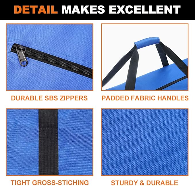 Sports Duffle Bag - Extra Large Travel Duffel Luggage Bag with Upgrade Zipper, Sturdy & Water Resistant, Black (Blue 45inch 2Pack)