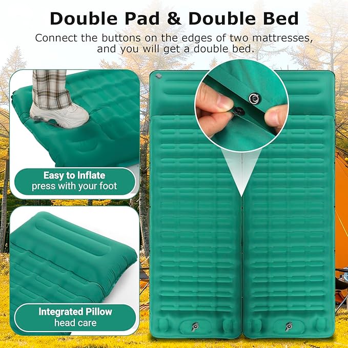Upgraded 4.7in Thick Inflatable Camping Mattress with Built-in Air Column(Better Support for Weight), 77''X27.5'', Built-in Pump, Inflatable Mattress, Camping Bed, Sleeping Pad for Camping, Hiking