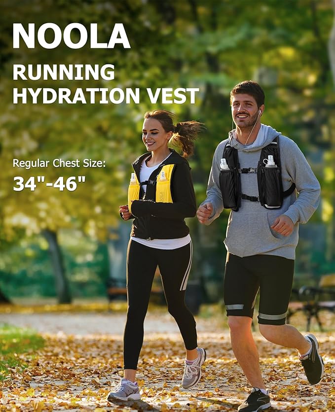 NOOLA Running Vest with Dual 500ml Soft Flask, Lightweight Hydration Vest for Women Men, Water Backpack with Adjustable Strap