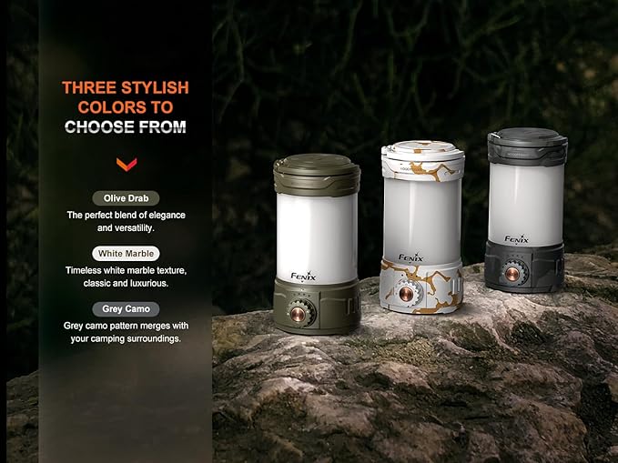 Fenix CL26R Pro 650 Lumen USB Rechargeable White/red Output Camping Lantern/Work Light, Rechargeable Battery with EdisonBright Charging Cable (Gray Camo)