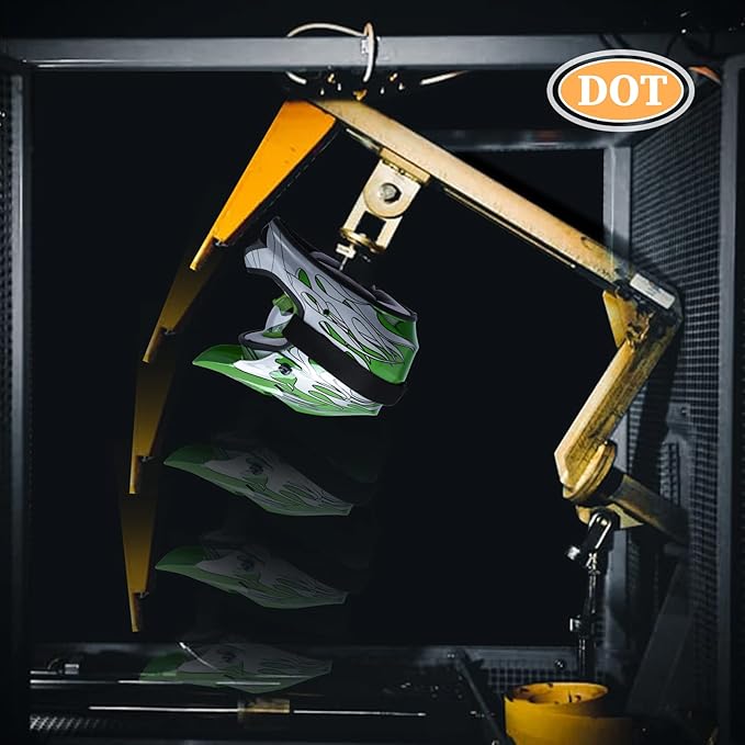 TCT-MOTORPARTS DOT Youth Motorcycle Four Wheeler Riding Racing Helmet Kids Motocross ATV Helmets Offroad Street Dirt Bike Go-Kart BMX MX Full Face Helmet Green Flame X-Large Size