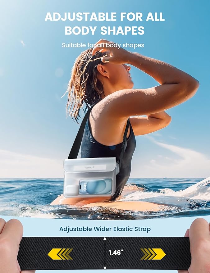 Lamicall Waterproof Pouch [2 Pack], Cruise Ship Essentials Fanny Pack for Women, Dry Bags Waterproof, Kayak, Boat, Travel, Paddle Board Accessories Must Haves, Beach Vacation Essentials, Clear