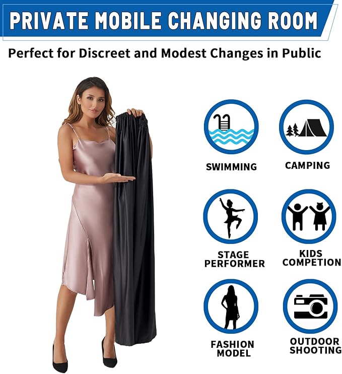 Portable Changing Room Tent - Cover Up for Changing Clothes, Suited for Beach, Car, Boat & Dancers - 3.94ft Length