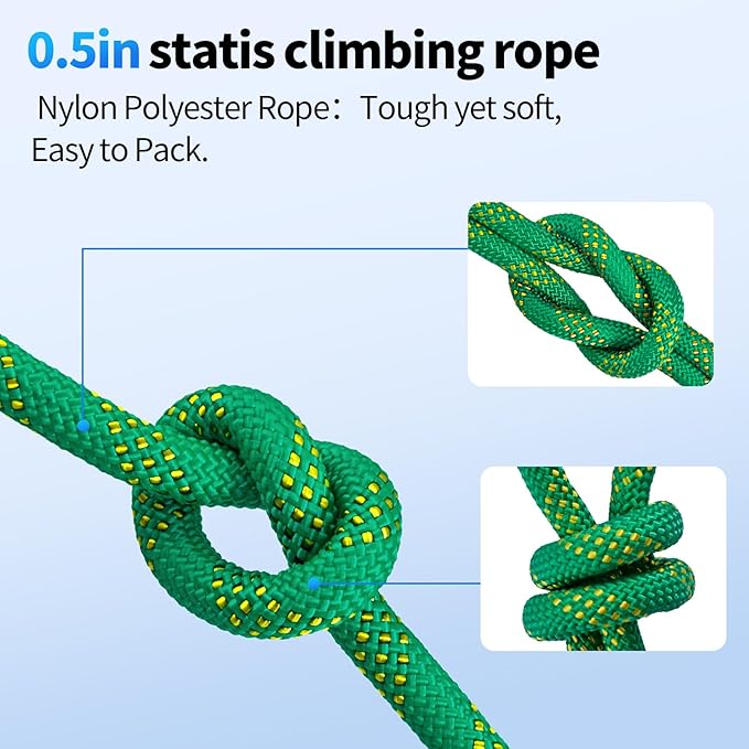 150Ft 1/2 Inch Heavy Duty Climbing Rope - for Tree Swing, Pulling, Outdoor & Gym Use (Green)