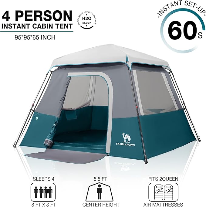 CAMEL CROWN 4/6 Person Tent Waterproof Lightweight Portable Backpacking Tent for Outdoor Camping Hiking