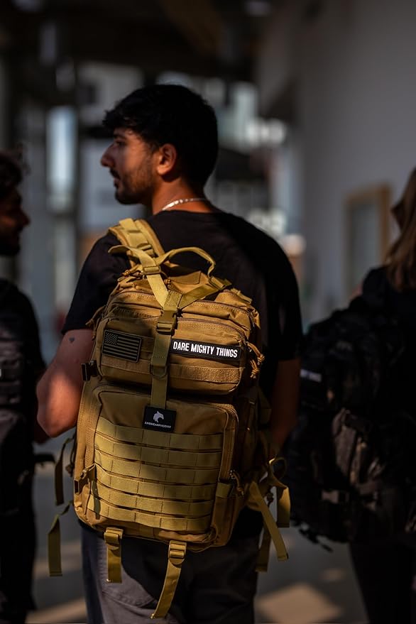 45L Elite Tactical Backpack | 3X Stronger Work & Military Backpack | Water Resistant and Heavy Duty | 3 Day MOLLE Bug Out Bag (Dune Brown)