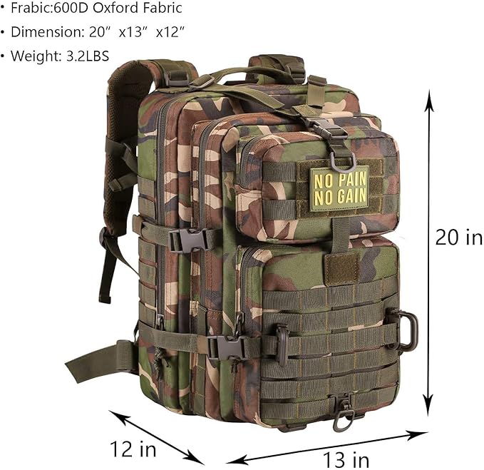 MOLLE Assault Pack, Tactical Backpack Military Army Camping Rucksack, 3-Day Pack