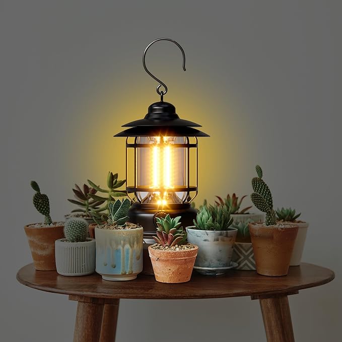 LED Camping Lanterns,3 Pack Rechargeable Battery Emergency Lighting with Stepless Dimming Vintage Portable Camping Lights & Lantern for Emergency Fishing Camping Hiking Power Outage Tabletop